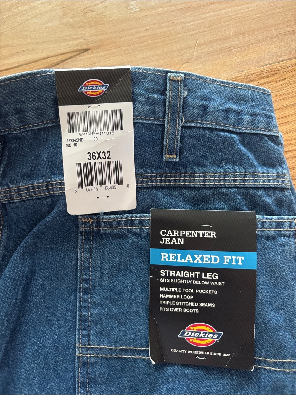 Dickies Men's Relaxed Fit Carpenter Jeans - Light Blue Denim - Picture 2 of 8